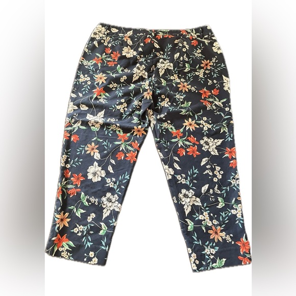 Roz & Ali Navy Floral Pants size woman 20W pockets front - Picture 3 of 9
